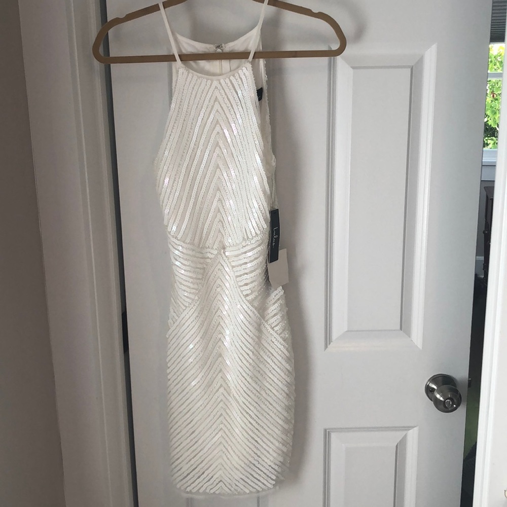 White sequin dress from Lulus